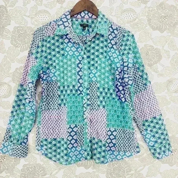 Talbots Lightweight Pattern Long sleeve Button down Women's Shirt MP - Picture 1 of 6